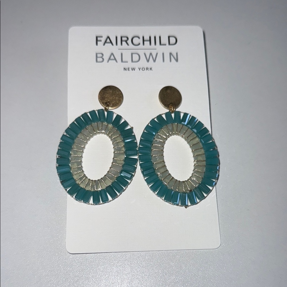 Fairchild Baldwin Teal and Cream Statement Earrings